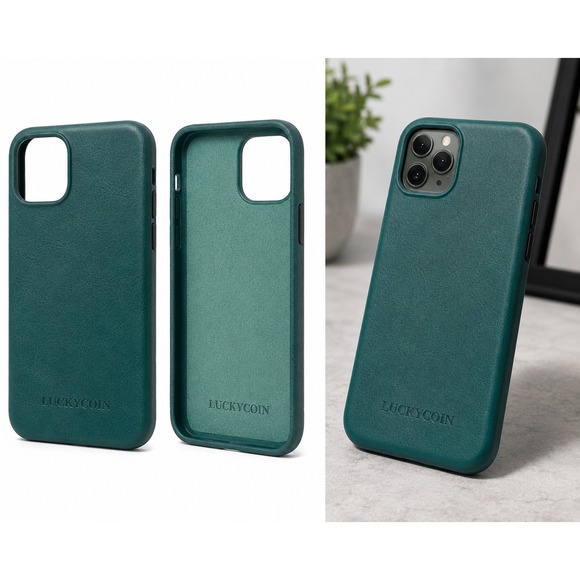 The Unbranded Brand Other - LUCKYCOIN Green Leather Texture Phone Case for iPhone 11 Pro New